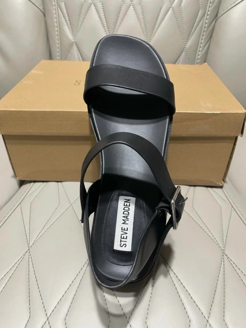 Steve Madden Rileey Black Platform Ankle-Strap Sandals